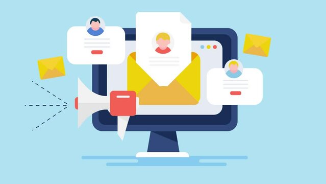 Email messages to customers, digital marketing with email communication strategy.