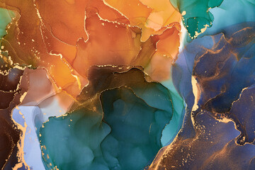 Alcohol ink art.Mixing liquid paints. Modern, abstract colorful background, wallpaper. Marble...