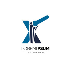 Letter X Knee Joint Bone Logo Design Vector Icon Graphic Emblem Illustration Background Template