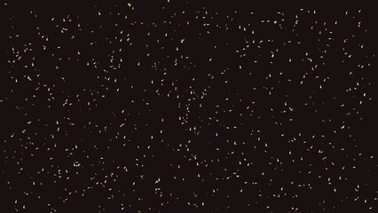 White and golden Glitters on black background. White confetti on black background, galaxy view