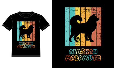 Funny Alaskan Malamute Vintage Retro Sunset Silhouette Gifts Dog Lover Dog Owner Essential T-Shirt
