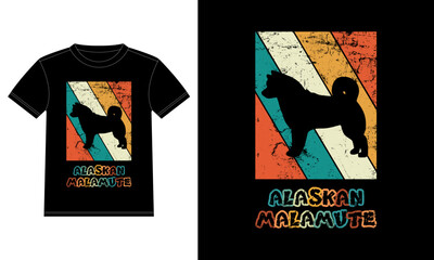 Funny Alaskan Malamute Vintage Retro Sunset Silhouette Gifts Dog Lover Dog Owner Essential T-Shirt
