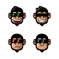 vector illustration of cute monkey face in glasses