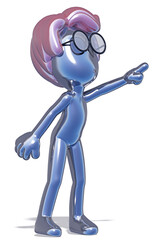 Omino stilizzato argento con capelli e occhiali indica