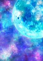 Obraz na płótnie Canvas キラキラ星空と青い月