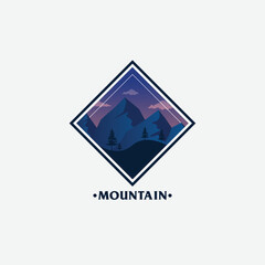 Mountain logo design vector illustration, outdoor adventure . Vector graphic for t shirt and other uses.