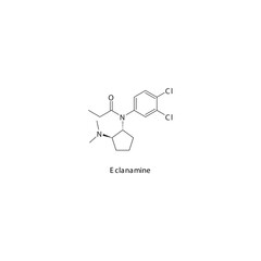 Eclanamine molecule flat skeletal structure, SNRI - Serotonin norepinephrine reuptake inhibitor. Vector illustration on white background.