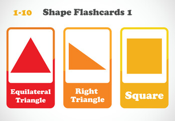 Geometric shapes flashcards for kids. Educational material for children. Learn The Shapes
