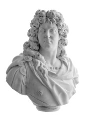 Bust of King of France Louis XIV isolated on white with clipping path