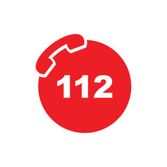 112 emergency icon on white background	 - obrazy, fototapety, plakaty