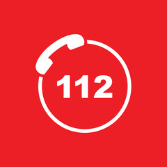 112 emergency icon on white background	 - obrazy, fototapety, plakaty