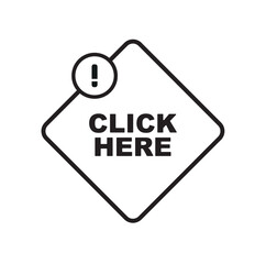 click here sign on white background