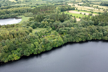 Aerial view of Castle Caldwell in County Fermanagh - Northern Ireland