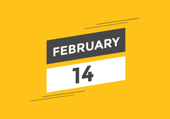 Fototapeta premium February 14 Calendar icon Design. Calendar Date 14th February. Calendar template 