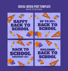 Back to School Web Banner for Social Media Square Poster, banner, space area and background