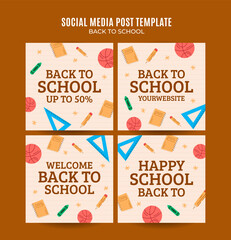 Back to School Web Banner for Social Media Square Poster, banner, space area and background