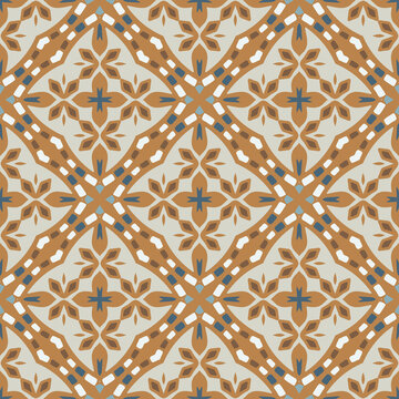 Seamless pattern for traditional arabic and indian pottery tiling, fabric, wall interior, cloth. Decor tile, texture print, mosaic oriental ornament.