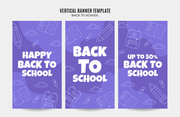 Back to School Web Banner for Social Media Vertical Poster, banner, space area and background