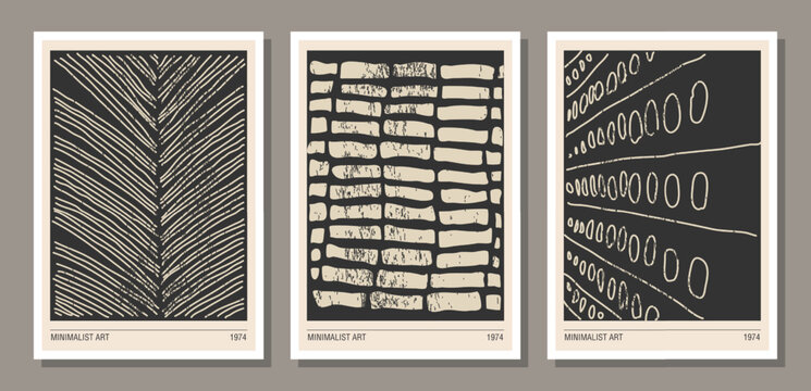 Set of minimalist 20s geometric design poster with primitive shapes