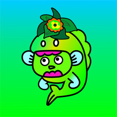 green caterpillar fish cartoon