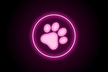 Dog paw glowing sign symbol logo