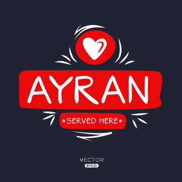 Creative (Ayran) drink, Ayran sticker, vector illustration.