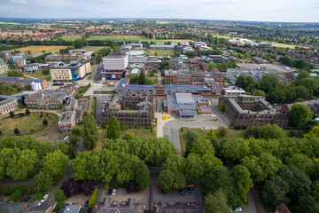 Fototapeta na wymiar Aerial view of university of hull Campus, Cottingham road, Kingston upon Hull, Yorkshire. Hull University. Public research college