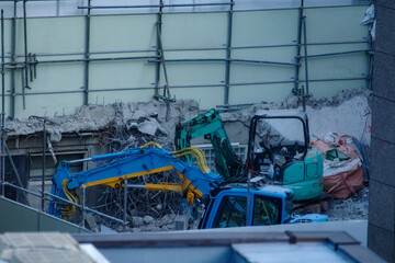 建物の解体現場の風景