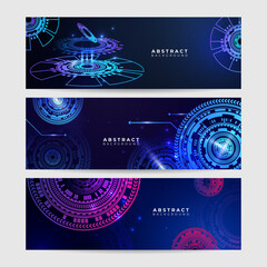 abstract technology particles lines mesh background. blue technology digital banner design