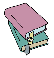 Books for school study or university education, writing diploma, working in classroom. Student, teacher, writer, child all use book for new knowledge, hobby. Hand drawn retro vintage illustration.