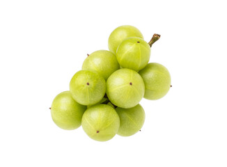 Indian gooseberry fruits or Amla (phyllanthus emblica) isolated on white background.