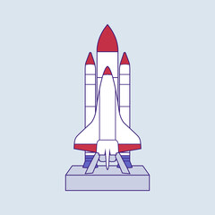 Rocket space ship cartoon vector icon illustration technology transportation