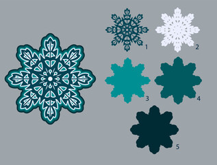 3D snowflake mandala. Paper craft for Christmas and New Year.