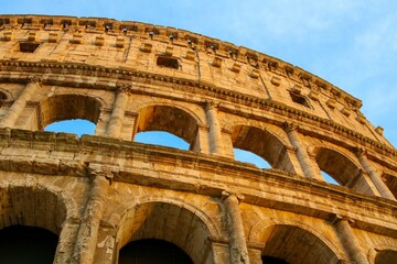 closeup of colosseum in the sky