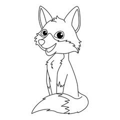 Cute fox cartoon coloring page illustration vector. For kids coloring book. - obrazy, fototapety, plakaty