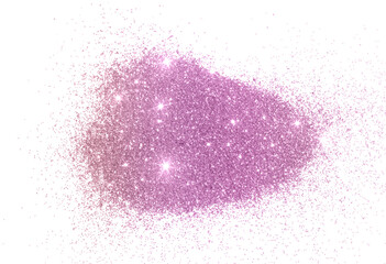 Pink glitter sparkles on white background