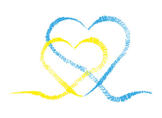 Ukraine is in everyone's heart. Heart with Ukrainian national flag colors.