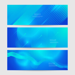 Abstract geometric blue wide background banner layout design. Business presentation banner with blue geometric shape. Blue abstract vector long banner. Minimal background with copy space for text