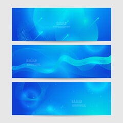 Abstract geometric blue wide background banner layout design. Business presentation banner with blue geometric shape. Blue abstract vector long banner. Minimal background with copy space for text