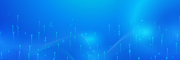 Abstract geometric blue wide background banner layout design. Business presentation banner with blue geometric shape. Blue abstract vector long banner. Minimal background with copy space for text