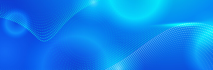 Obraz premium Abstract geometric blue wide background banner layout design. Business presentation banner with blue geometric shape. Blue abstract vector long banner. Minimal background with copy space for text