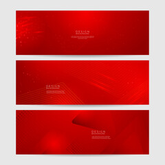 Modern red abstract banner background. Red banner template vector illustration with 3d overlap layer and geometric wave shapes. Futuristic technology digital abstract red colorful design banner.