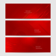 Fototapeta premium Modern red abstract banner background. Red banner template vector illustration with 3d overlap layer and geometric wave shapes. Futuristic technology digital abstract red colorful design banner.
