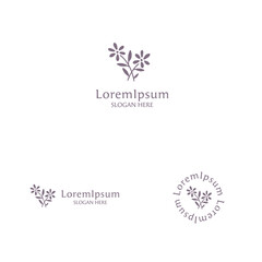 Wild flower logo design template on white background