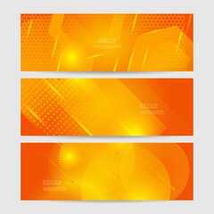 Abstract minimal orange background, simple background with halftone hexagon dot line wave and shiny light. orange background design . abstract orange banner vector illustration