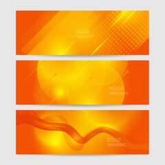 Obraz premium Abstract minimal orange background, simple background with halftone hexagon dot line wave and shiny light. orange background design . abstract orange banner vector illustration