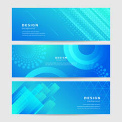 Abstract geometric blue wide background banner layout design. Blue abstract vector long banner. Minimal background with copy space for text. Modern abstract gradient light blue banner background