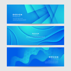Fototapeta premium Abstract geometric blue wide background banner layout design. Blue abstract vector long banner. Minimal background with copy space for text. Modern abstract gradient light blue banner background