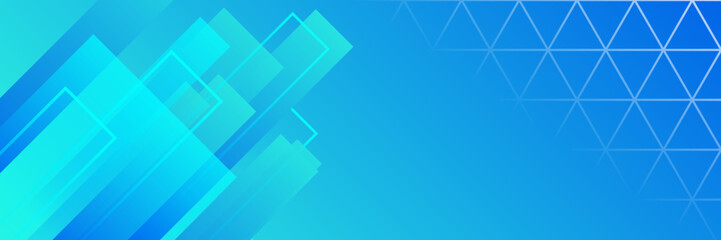 Abstract geometric blue wide background banner layout design. Blue abstract vector long banner. Minimal background with copy space for text. Modern abstract gradient light blue banner background
