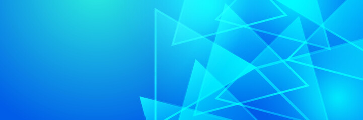Obraz premium Abstract geometric blue wide background banner layout design. Blue abstract vector long banner. Minimal background with copy space for text. Modern abstract gradient light blue banner background